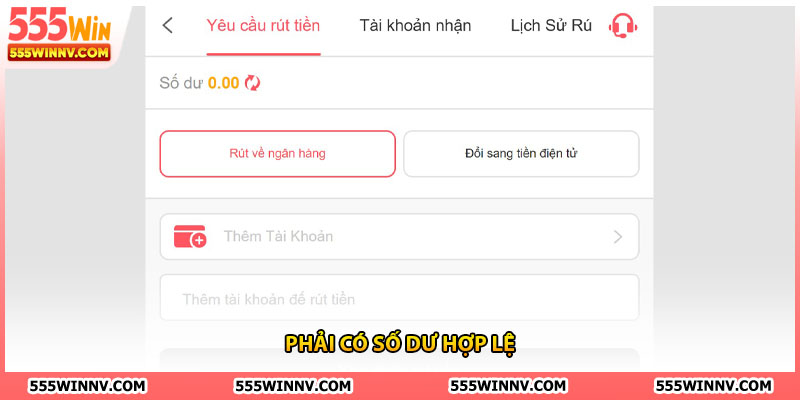 Phải có số dư hợp lệ
